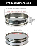All 304 Stainless Steel 325 Mesh Test Sieve (0.045mm Aperture), 8 Inch/20cm Diameter, Fine Micron Filter, Lab Analysis Sifter for Scientific Research, Inks & Paint Particle Testing