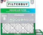 Filterbuy 17x17x1 Air Filter MERV 8 Essential Dust & Allergy Defense (2-Pack), Electrostatic Pleated HVAC AC Furnace Filters Replacement, Made in USA (Actual Size: 17.00 x 17.00 x 0.75)