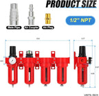 1/2" NPT Industrial Grade 4 Stage Aluminum Air Drying System, Coalescing Filter, Particulate Filter, Double Desiccant Dryer and Air Regulator,Manual Drain For Plasma Cutter and Paint Spray