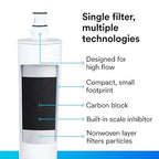 3M Water Filtration Replacement Cartridge for Commercial Ice Maker Machines HF20-S for High Flow Series ICE120-S, Reduces Sediment, Microplastics, Chlorine Taste and Odor, Cysts, Inhibits Scale