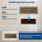 4" x 10" Floor Register Vent Covers 2-Pack, Walkable Powder-Coated Metal Vent Covers with Adjustable Airflow, Curved Safe Edges for Floor/Wall, Brown