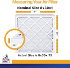 Filter King 8x30x1 Air Filter | 4-PACK | MERV 13 HVAC Pleated A/C Furnace Filters | MADE IN USA | Actual Size: 8 x 30 x .75"