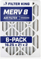 Filter King 16.25x21x2 Air Filter | 6-PACK | MERV 8 HVAC Pleated A/C Furnace Filters | MADE IN USA | Actual Size: 16.25 x 21 x 1.75"