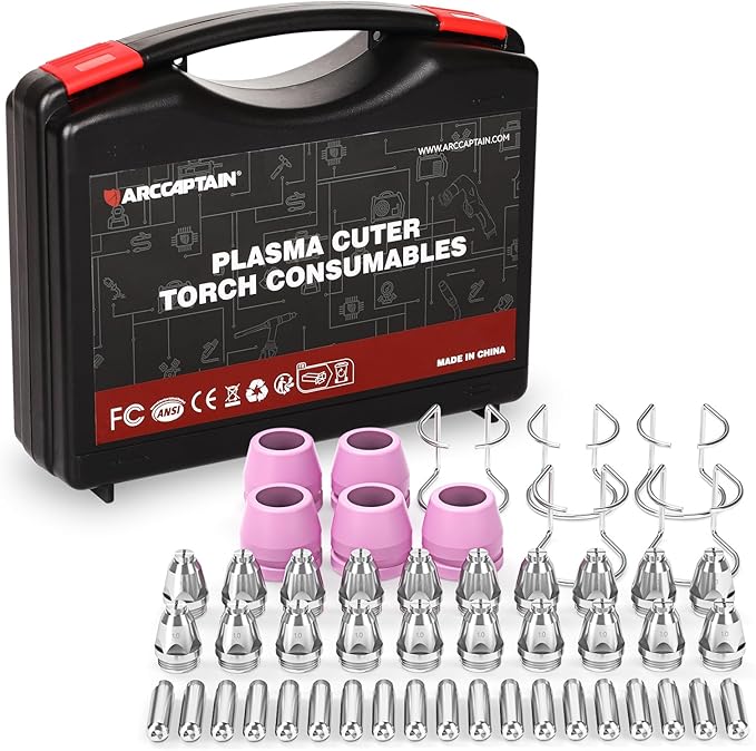 ARCCAPTAIN AG-60 Plasma Cutter Torch Consumables, 50Pcs .040'' SG-55 AG-60 WSD-60 Plasma Cutter Torch Accessories for CUT55 PRO, CUT55 PROLUX, CUT 55PILOTARC,CUT 55PIL0T, CUT 60HF, CUT 60HF PRO