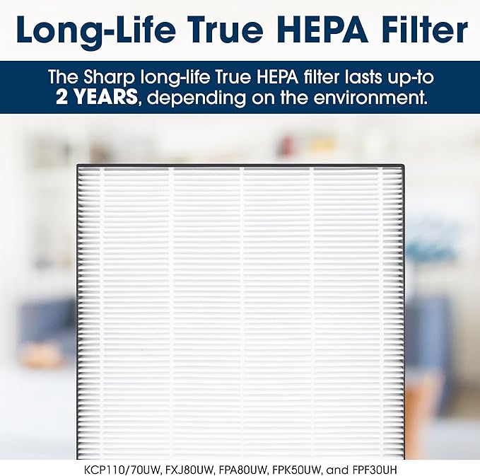SHARP Smart Air Purifier for XL Rooms – Covers up to 2,430 sqft in one hour, Compatible w/Alexa, True HEPA Filter Air Purifier for Living Room, Dust, Smoke, Pollen - FXJ80UW
