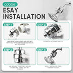 Cobbe 20 Stage Shower Head Filter with KDF-55 for Hard Water, High Output Water Filter with 2 Replaceable Cartridges - Removing Chlorine and Harmful Substance, Chrome