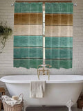 Vintage Plank Turquoise Brown Window Valance Curtains, Farmhouse Wood Grain Light Filtering Kitchen Valance with 3-inch Rod Pocket for Living Room Bathroom Bedroom,2 Panel,42x63In