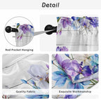 Spring Flowers Tier Curtains, Watercolor Garden Florals Wooden Grain Light Filtering Kitchen Curtains, 2Pcs Rod Pocket Half Window Treatments Panels for Sink Cafe Cabinet Camper 27.5x36 Inches