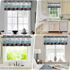 Laundry Rules Valances for Windows, Retro Blue White Wood Board Grain Kitchen Valance Light Filtering Rod Pocket Short Curtains for Kitchen Bathroom, 1 Panel, 60"x18"