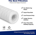 Membrane Solutions 5 Micron 10"x2.5" String Wound Whole House Water Filter Replacement Cartridge Universal Sediment Filters for Well Water - 6 Pack