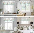 Summer Beach Sheer Valance Curtains, Ocean Colorful Coral Shell Seaweed Starfish Light Filtering Kitchen Valances Rod Pocket Voile Curtain Window Treatment for Bedroom/Living Room/Basement 42Wx12L