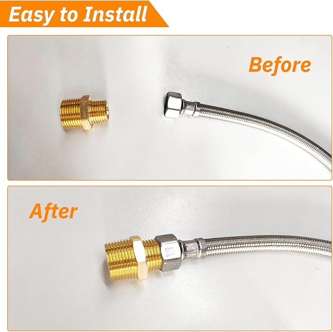 2pcs 3/4" NPT x 1/2" NPT Brass Nipple, 3/4 to 1/2 Adapter Fitting Reducing Solid Hex Nipple, Brass 3/4 Male to 3/2 Male Reducer Pipe Fittings for Extending and Connecting Pipes