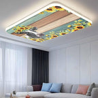 Fluorescent Light Covers Farm Cow Sunflower Magnetic Light Filters Vintage Blue Green Wood Grain Ceiling Light Covers for Classroom Office Home Drop Ceiling Lamp Decor 2 Pieces