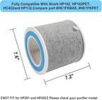 HP102 True HEPA Replacement Filter Compatible with Shark Air Purifier HP100, HP102, HC450, HC451, HC452, HC455, Compares to Part # HE1FKBAS and HE1FKPET, 2 Pack