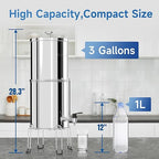 8-Stage Gravity Water Filtration System 3.0 Gallon-304 Stainless Steel Countertop System with 4 Filters and StandReduce 99.9% Chlorine, NSF/ANS 42 Certifcation