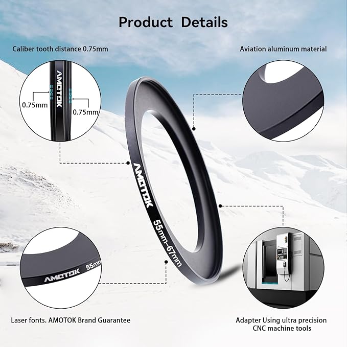 55mm Lens to 67mm Camera Lens Adapter,55mm to 67mm Filter Step-up Ring Adapter Ring,Compatible All 67mm Filter Accessory