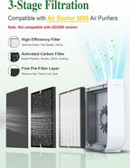 3000 Replacement Filter Compatible with Air Doctor 3000 Air Purifier, 2 Premium Filter + 2 Activated Carbon Filters + 8 Pre-Filters