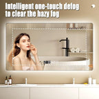 Backlit LED Illuminated Bathroom Mirror with LED Lights, Lighted Bathroom Makeup Wall Mounted Mirror with Demister Pad, Sensor Touch Switch, Horizontal/Vertical(B,H60*W80CM/H23.6*W31.4IN)