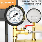 MEANLIN MEASURE 0~60Psi Stainless Steel Start and Clean Filter Pressure Gauge 1/4" NPT 2"FACE DIAL Waterproof for Pool Filter Pump Swimming Pool, spa, Aquarium Lower Mount with Rotatable Plastic Frame