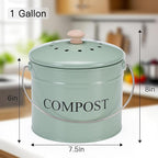 Compost Bin for Kitchen Counter, 1 Gallon Compost Bucket with Lid and Charcoal Filter, Countertop Composter, Rust Proof Indoor Food Waste Bin, Green