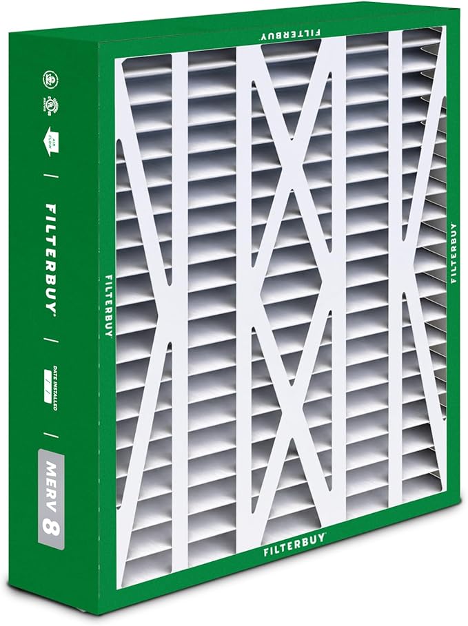 Filterbuy 17.5x21x5 Air Filter MERV 8 Essential Dust & Allergy Defense (2-Pack), Electrostatic Pleated HVAC AC Furnace Filters for Rheem, Ruud, and Protech (Actual Size: 17.13 x 20.63 x 4.38)