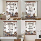 Farmhouse Sheer Curtains 108 Inch Length Retro Country Star Berry Vintage Wood Grain Chiffon Curtain for Bedroom Living Room Light Filtering Rod Pocket Window Treatments Voile Curtains Drapes