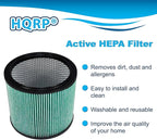 HQRP High Efficiency H14 HEPA Cartridge Filter 2-pack Replacement for Shop-vac 90350 90340 90304 9035033 90344, Fits most 4-16 Gallon Shop-Vac Wet/Dry Vacuums, Washable and Reusable, Green