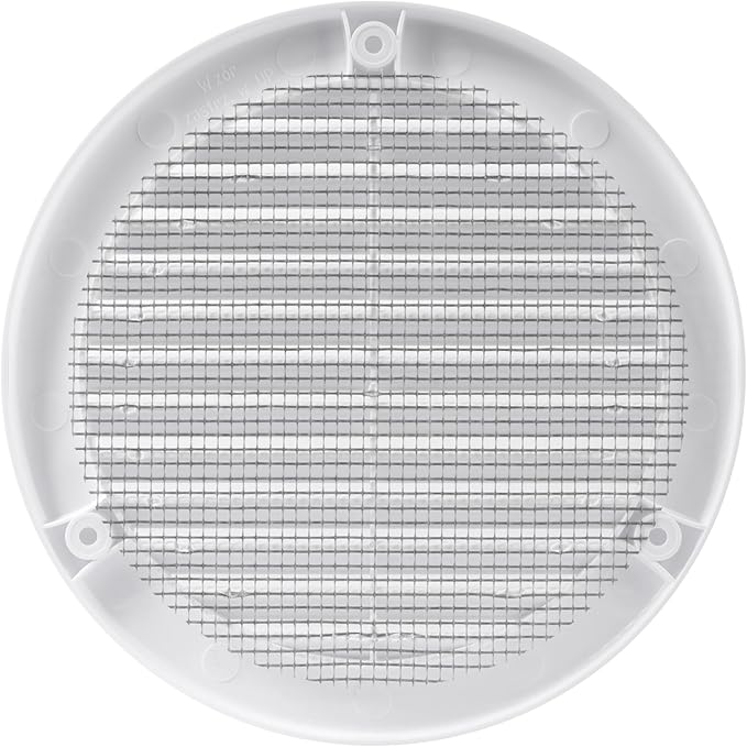 Vent Systems 5" Inch (Opening Dimensions) - Pack of 2 - White Soffit Vent Cover - Plastic Round Air Vent Grille - Built-in Mesh Screen - HVAC Register Louver for Bathroom, Home, Kitchen