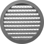 Repa Market 12.4" Inch Aluminum Gray Soffit Air Vent Cover - Louvered Round Gable Vent with Mesh Screen - Exhaust/Intake Ventilation Grill - House, Attic, Bathroom - Indoor/Outdoor Metal Grate