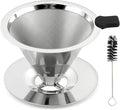Pour Over Coffee Dripper Paperless Reusable Coffee Filter Pour Over Coffee Dripper Stainless Steel Reusable Filter Slow Drip Paperless Coffee Filter for Extraction (1-2 Cup)(COLOR:Small)