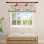 Ladybug Gnome Sheer Valance Curtains, Country Summer Rustic White Yellow Daisy Floral Wood Grain Light Filtering Kitchen Valances Rod Pocket Voile Curtain for Bedroom/Living Room/Basement 54Wx18L
