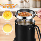 Chihee Grease Container Stainless Steel Bacon Grease Saver with Fine Mesh Strainer 2L / 67.6 fl oz Oil Container Grease Can with Dust-proof Lid Non-slip Tray for Kitchen Storing Frying Cooking Grease