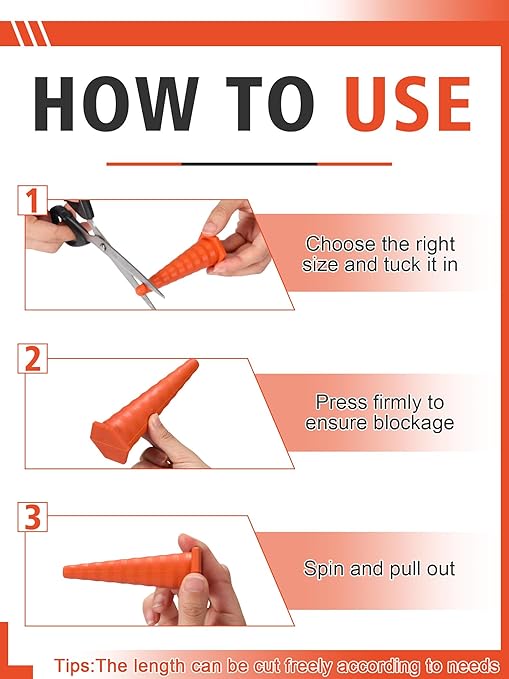 Hydraulic Oil Service Plugs Large Medium Small Sizes Multi Pack Rubber Drip Proof Hose Plugs Industrial Hydraulic Kit for Irrigation, 3 Sizes(8 Pcs,Orange)