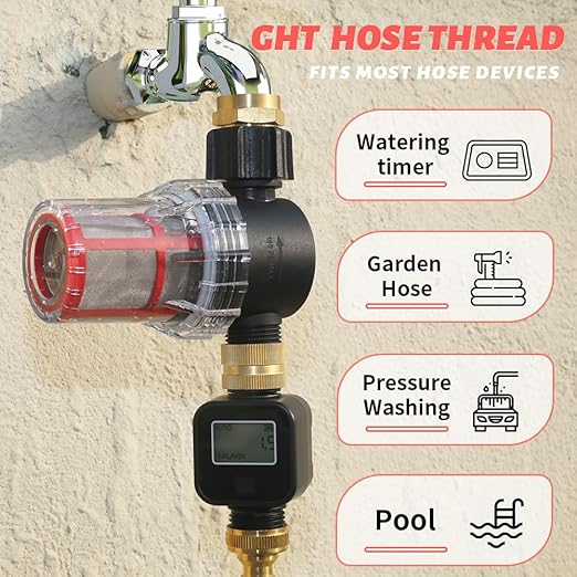 GIEX 100 Mesh Garden Hose Filter with Quick Connect, 3/4" GHT Thread Inline Sediment Trap for Pressure Washers, Sprinkler Systems & General Garden Irrigation