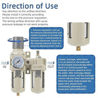 1/2" NPT Air Compressor Oil-Water Separator,Air Pressure Regulator,Compressed Air Filter Regulator Lubricator,Semi-Automatic Drain Polyethylene Bowl (0-150 PSI) Brass Components