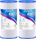 PUREPLUS 50 Micron 10" x 4.5" Extra Coarse Pleated Sediment Filter for Well Water, Replacement Cartridge for GE FXHSC, Culligan R50-BBSA, Pentek R50-BB, DuPont WFHDC3001, W50PEHD，GXWH40L, 2Pack