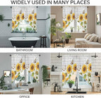 Yellow Sunflowers Swag Valances for Windows, Vintage Country Flowers Butterfly Wood Board Rod Pocket Kitchen Curtains Valance, Small Window Curtains Swag for Cafe Living Room, 2 Panels, 28x36 inch