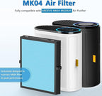 2 Pack MK04 Air Filter Replacement for AROEVE MK04 MG04JH DH-JH04 Air Puri-fier, 4-Layers Premium Filter for Dust, Pet Dander, Smoke for Bedroom and Office Standard Version, Replaces Part# MK04LX