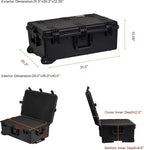 MEIJIA Portable All Weather Waterproof Camera Case,Customizable Fit Foam with Rolling Wheels and Retractable Pull Handle,31.3"X20.3"X12.25"