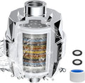 Hibbent Upgraded High Output Shower Filter for Hard Water, 20 Stage Showerhead Filter with Vitamin C, Removes Chlorine and Fluoride, Reduces Dry Itchy Skin, Eczema, and Dandruff, Chrome