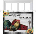 Farmhouse Rooster Bedroom Curtains 63 Inch Length, Window Curtains Tab Top, Rustic Red Barn Windmill Sunflowers Light Filtering Window Treatments Drapes 42"x63" 2 Panel