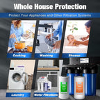 iSpring WGB21B+AH12MN16X2 2-Stage Whole House Water Filter System, Reduces Chlorine, Sediment Water Filtration System for Home with 3/4'' Braided Stainless Steel Hose Connectors and Ball Valve