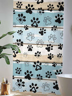 Sheer Curtains 96 Inches Long, Blue Beige Paw Print Semi Sheer Curtains Light Filtering Window Treatment, Vintage Farmhouse Country Wood Grain Privacy Voile Drapes for Living Room Bedroom 52x96 Inch