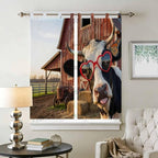 Farm Cows Living Room Curtains 84 Inch Length, Window Curtains Tab Top, Farmhouse Barn Funny Animals Butterfly Light Filtering Window Treatments Drapes 42"x84" 2 Panel