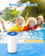 Pool Filter Cartridge for Type A or C,2 Pack Compatible with 29000E/59900E Aboveground Pools,Type A/C Reusable Swimming Filter for 1000/1500/530 GPH Filter Pump
