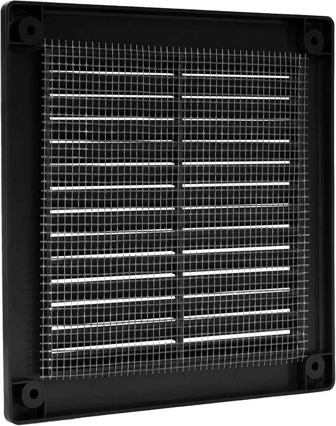 Vent Systems 6'' x 6'' Inch Black Soffit Vent Cover - Pack of 100 - Flat Square Air Vent Louver - Grille Cover - Built-in Insect Screen - HVAC Vents for Bathroom, Home Office, Kitchen 6x6 Inch