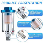 Mudder 10 Pcs Compressed Air Filter Water Oil Separator 1/4 Inch NPT Inlet and Outlet Airbrush Filter Moisture Separator for Air Line Compressor Fitting, 90 PSI