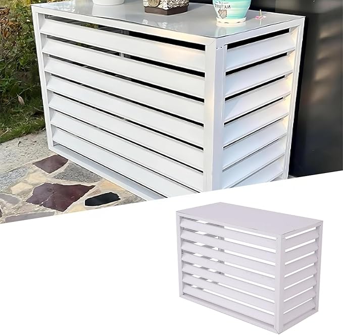 Split Air Conditioner Fence Privacy Screen 4 Panel, Aluminum Air Conditioner and Heat Pump Cover, Trash can Enclosure, Outdoor Flower Stand (White 100x50x70cm/39x20x28in)