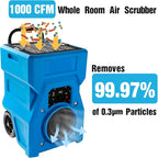MOUNTO 1000cfm Portable Industrial Air Purifier Negative Air Scrubber - Powerful 1HP Motor, True HEPA Filter, 2-Speed, Handle and wheels 3-Year Warranty