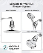 Hard Water Shower Filter - Removes Chlorine, Heavy Metals & Scale - KDF Technology for Softer Skin & Hair - Fits Most Rain & Handheld Showerheads - (Chrome Polished)